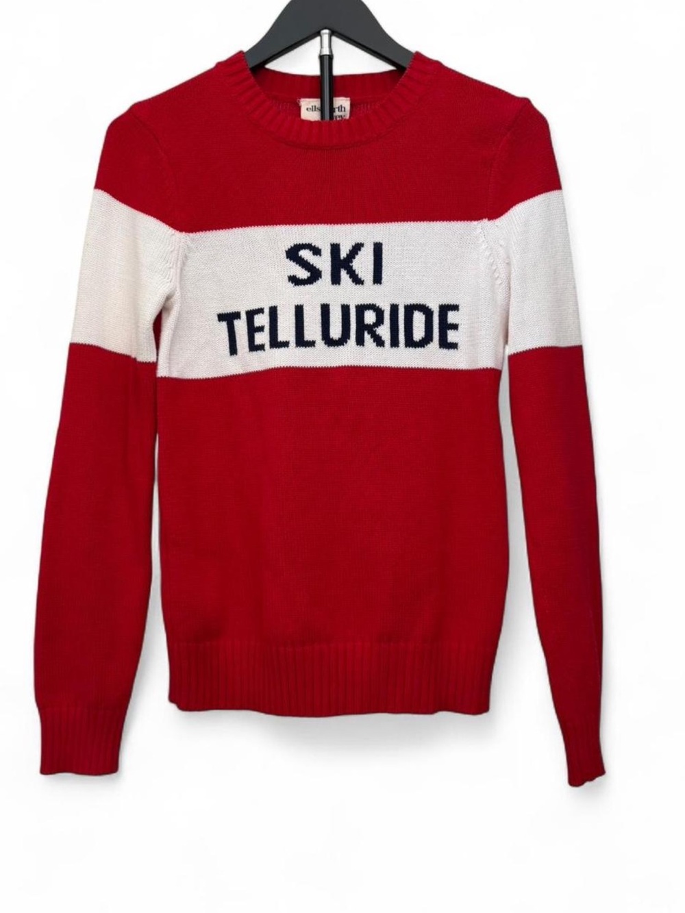 Ellsworth + Ivey Red and White Ski Telluride Sweater